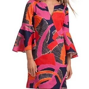 Trina Turk Pali Multicolor Bell Sleeve Dress XS